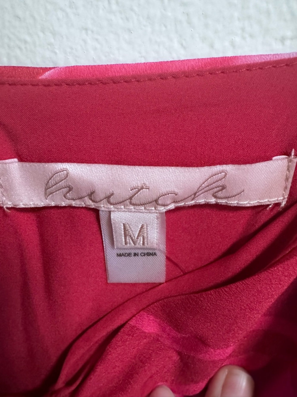 Hutch Hot Pink Floral Satin Chemise with Bow Detail - Picture 4 of 5